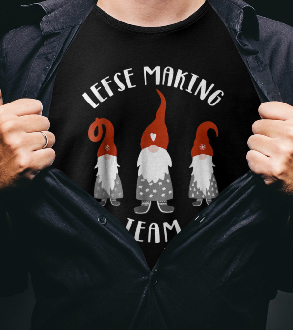 Lefse Making Team Tomte Gnome Scandinavian Holiday T-Shirt