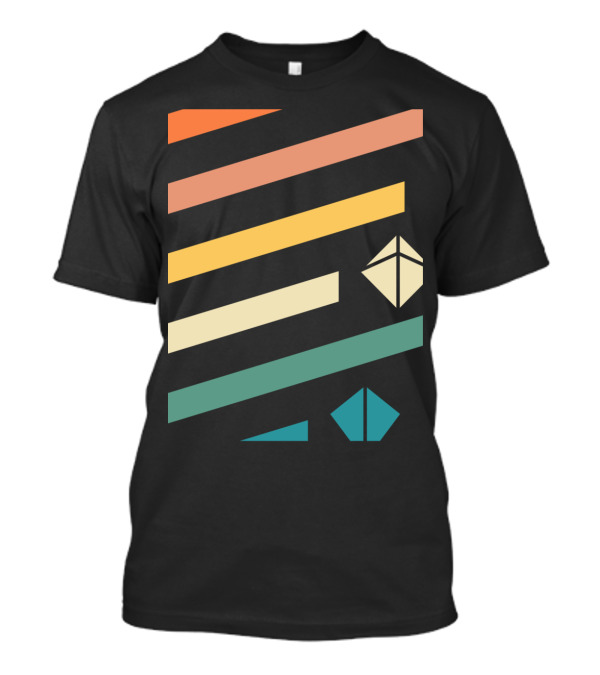 Retro Nerdy Polyhedral Dice Set Minimalist Stripes T-Shirt