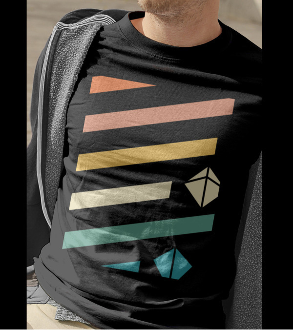 Retro Nerdy Polyhedral Dice Set Minimalist Stripes T-Shirt
