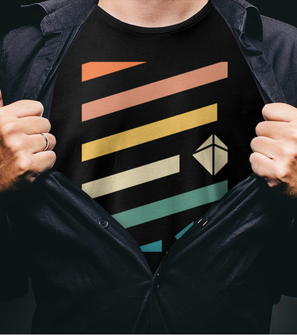 Retro Nerdy Polyhedral Dice Set Minimalist Stripes T-Shirt