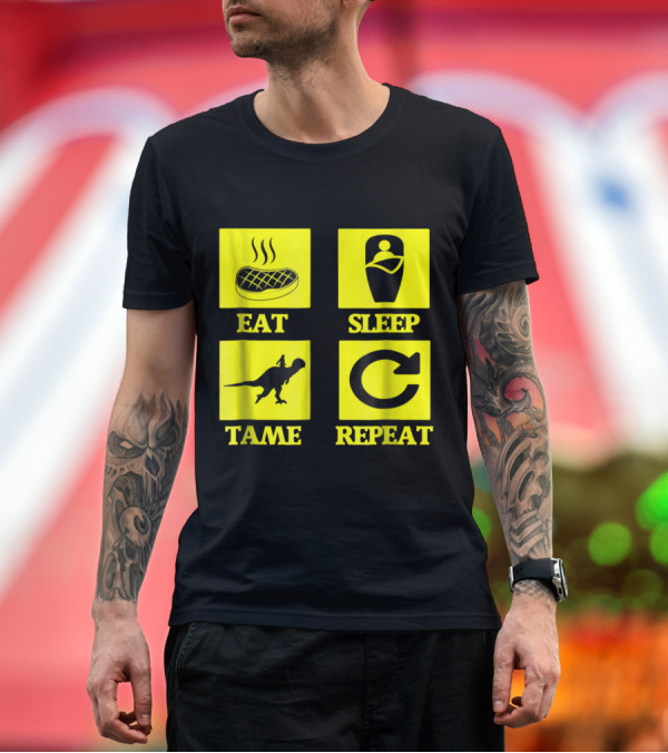 Premium T-Shirt: Eat Sleep Tame Repeat Dinosaur Icons Ark T-Shirt Eat Sleep Tame Repeat Dinosaur Icons Ark T-Shirt