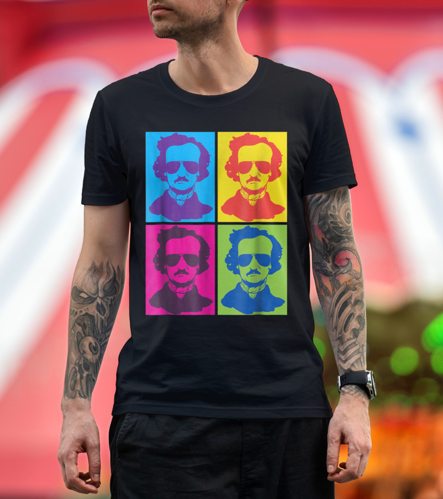 Edgar Allan Poe Pop Art Colors Gothic Literary Portraits T-Shirt