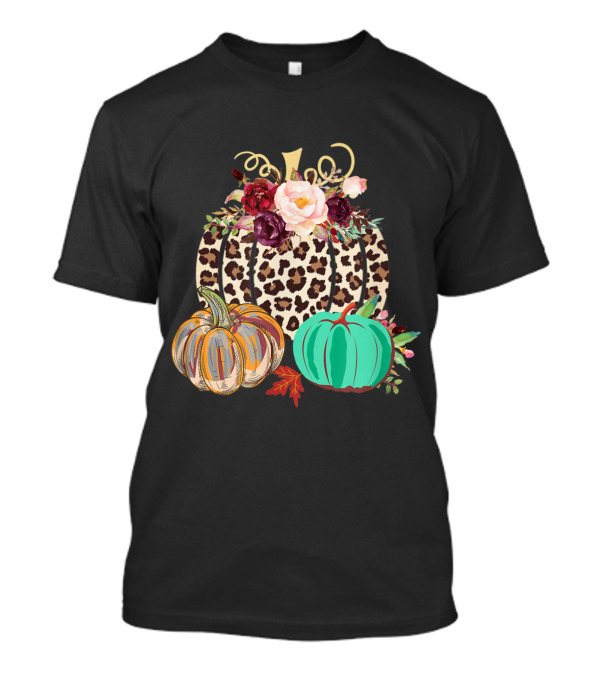 Leopard Cheetah Rustic Pumpkin Floral Trio T-Shirt