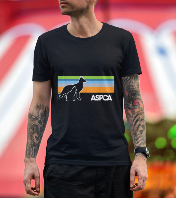 ASPCA Silhouette Dog Cat Stripes T-Shirt