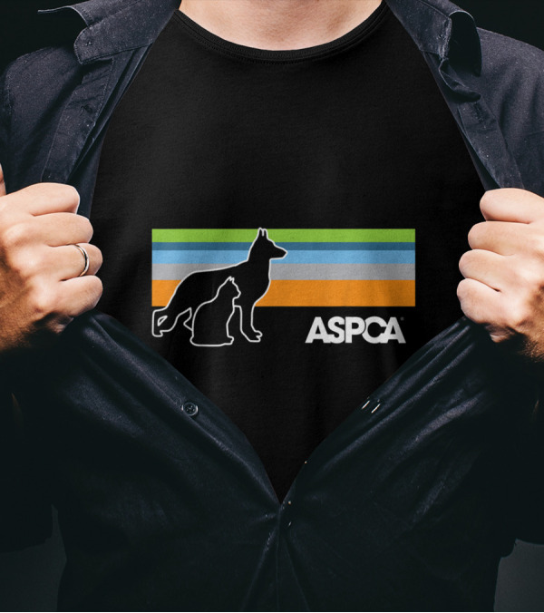 ASPCA Silhouette Dog Cat Stripes T-Shirt