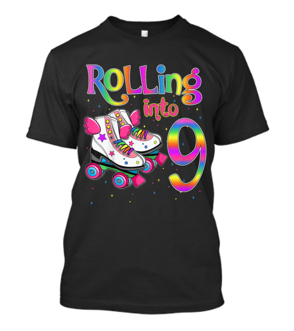 Rolling Into 9 Let's Roll I'm Turning 9 Roller Skate Kids T-Shirt