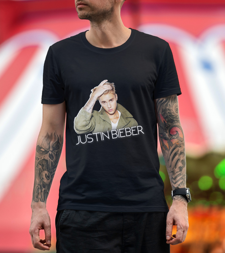 Justin Bieber Cut Out Jacket Style with Signature Pose T-Shirt