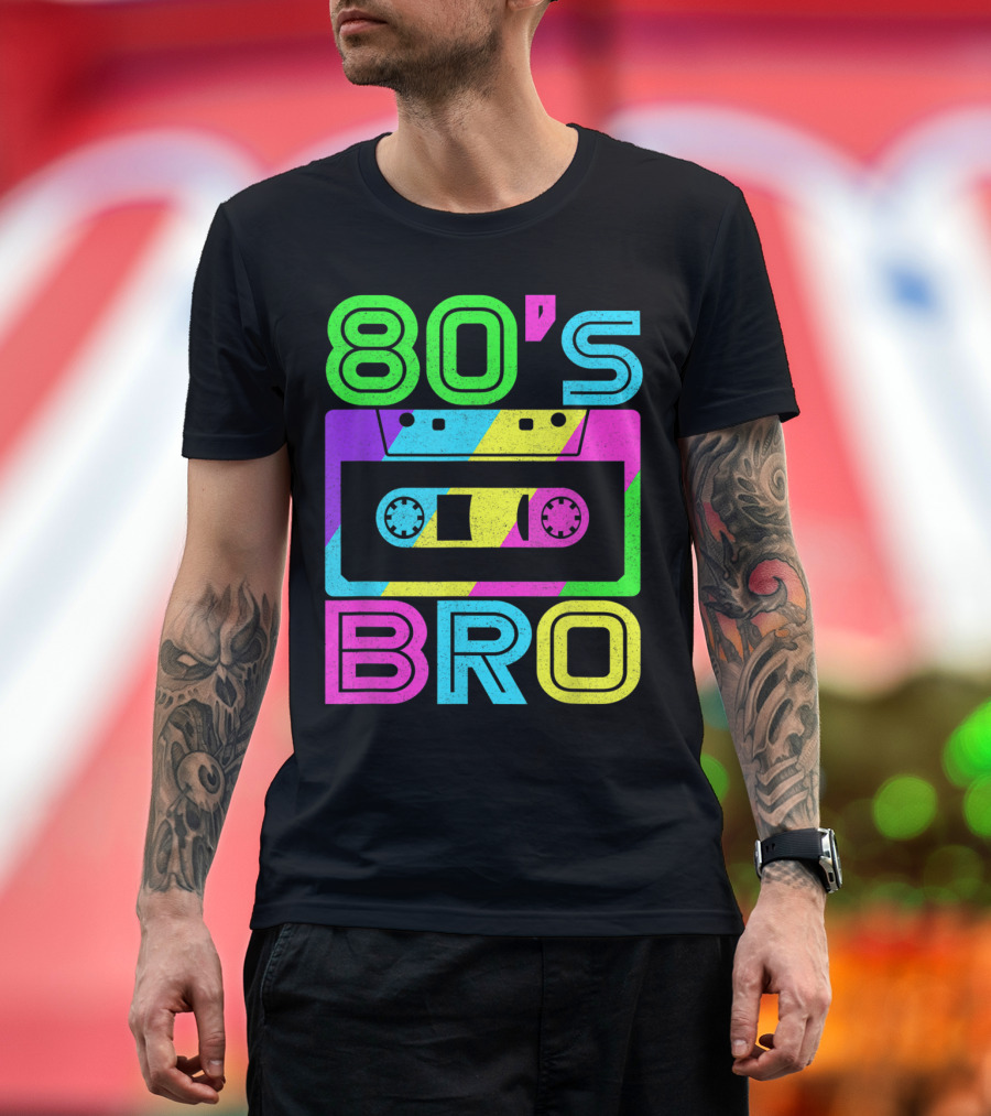 80s Bro 80's Party Cassette Retro Neon T-Shirt