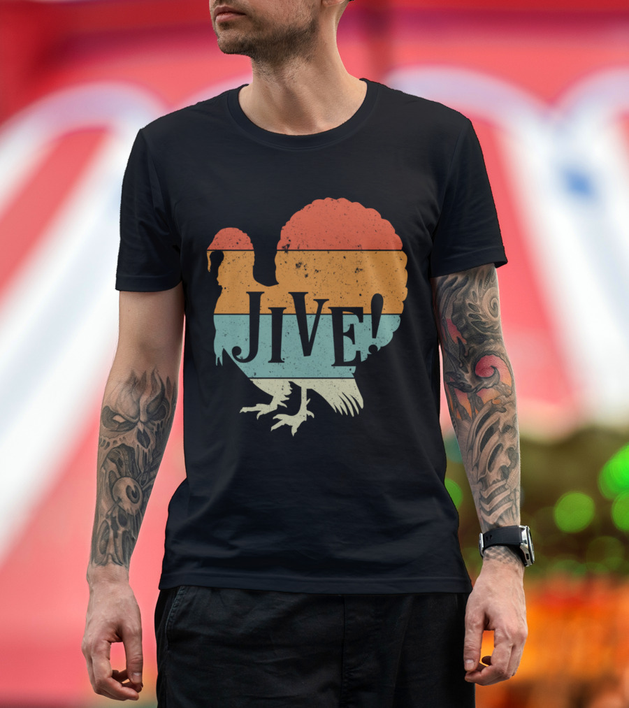 Jive Thanksgiving Turkey Day Retro 70's Color Stripes T-Shirt