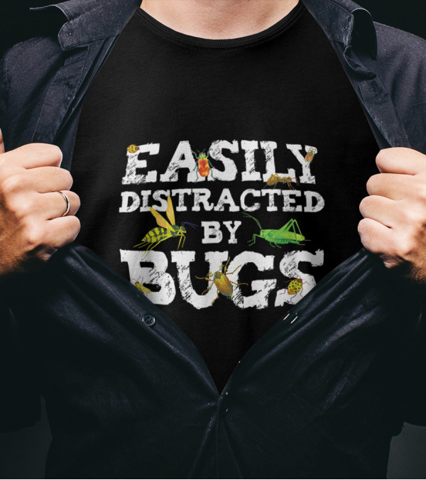 Easily Distracted By Bugs Entomologist Featuring Various Insects T-Shirt