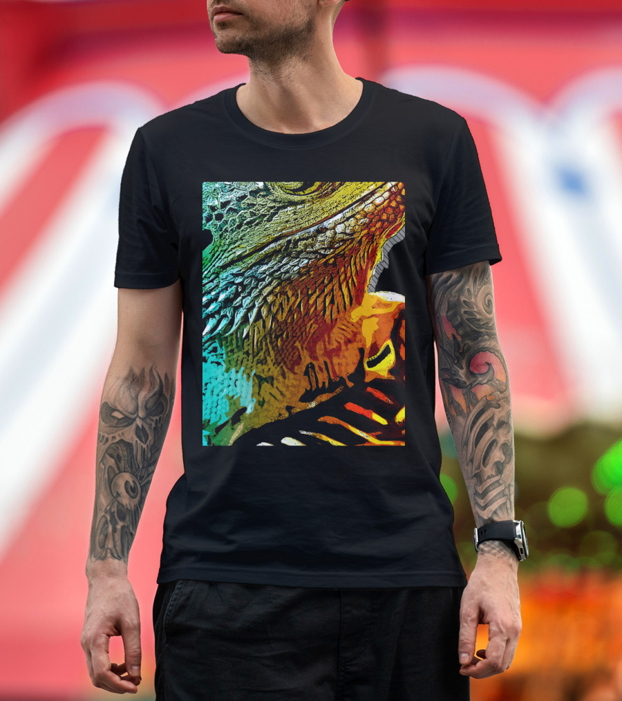 Bearded Dragon Lizard Colorful Reptile Close-Up Novelty T-Shirt