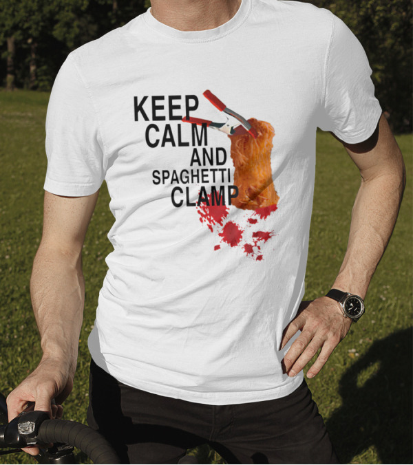 Keep Calm And Spaghetti Clamp Red Splatter T-Shirt