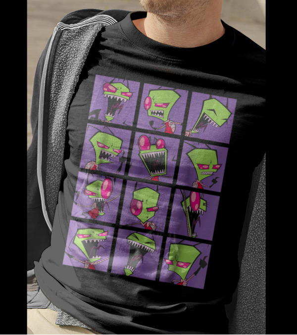 Nickelodeon Invader Zim Purple Freak Out Faces Collage T-Shirt