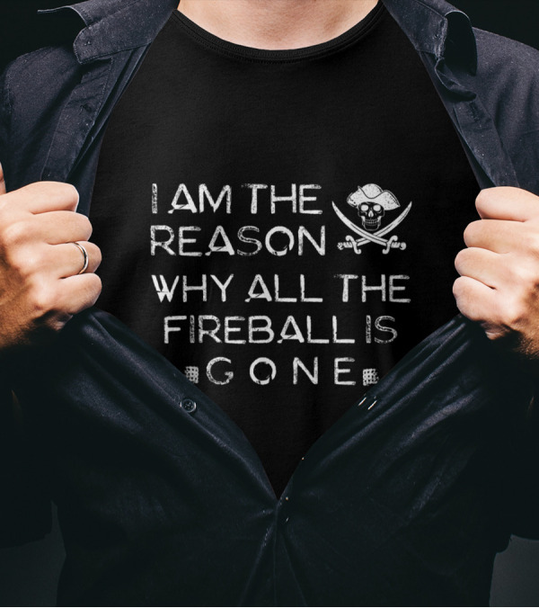 I Am The Reason Why All The Fireball Is Gone Skull Crossbones T-Shirt