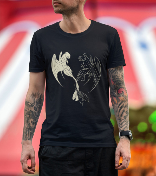 Premium T-Shirt: How to Train Your Dragon 3 Hidden World Lightfury and Toothless T-Shirt How to Train Your Dragon 3 Hidden World Lightfury and Toothless T-Shirt