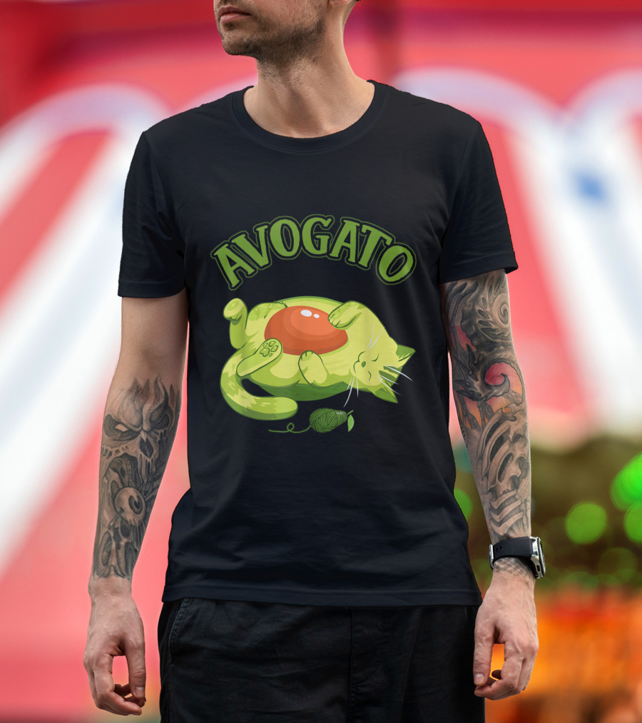 Cinco De Mayo Funny Meow Avogato Cat Avocado Mexico Playful Cat T-Shirt