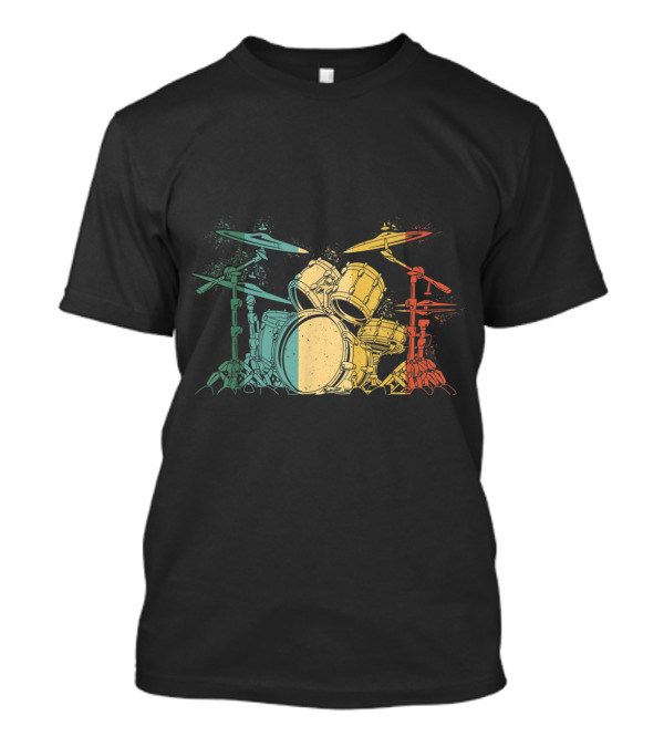 Drummer Vintage Drumset Funny Drummers Drumming Drum Set Retro Colorful Drum Kit T-Shirt