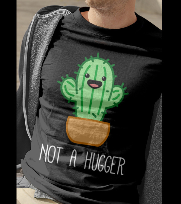Cute Kawaii Cactus Not A Hugger Meme T-Shirt