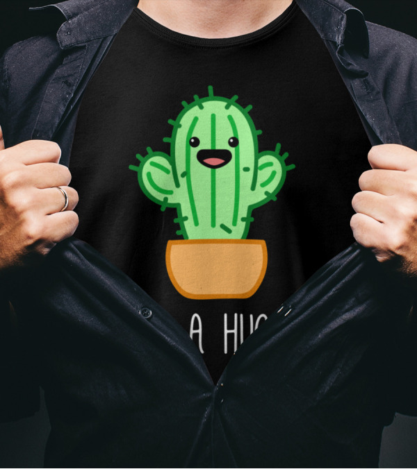 Cute Kawaii Cactus Not A Hugger Meme T-Shirt