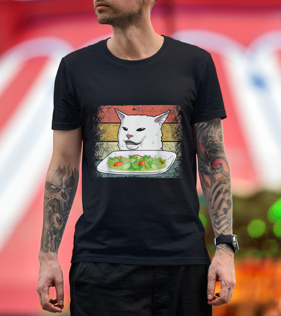 Retro Smudge The Cat Sarcastic Meme Vintage Style Salad T-Shirt