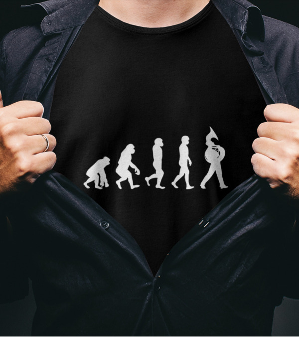 Tuba Player Evolution Marching Band Humor T-Shirt