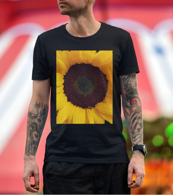 Premium T-Shirt: Sunflower Blossom Bright Yellow Black Center Floral T-Shirt Sunflower Blossom Bright Yellow Black Center Floral T-Shirt