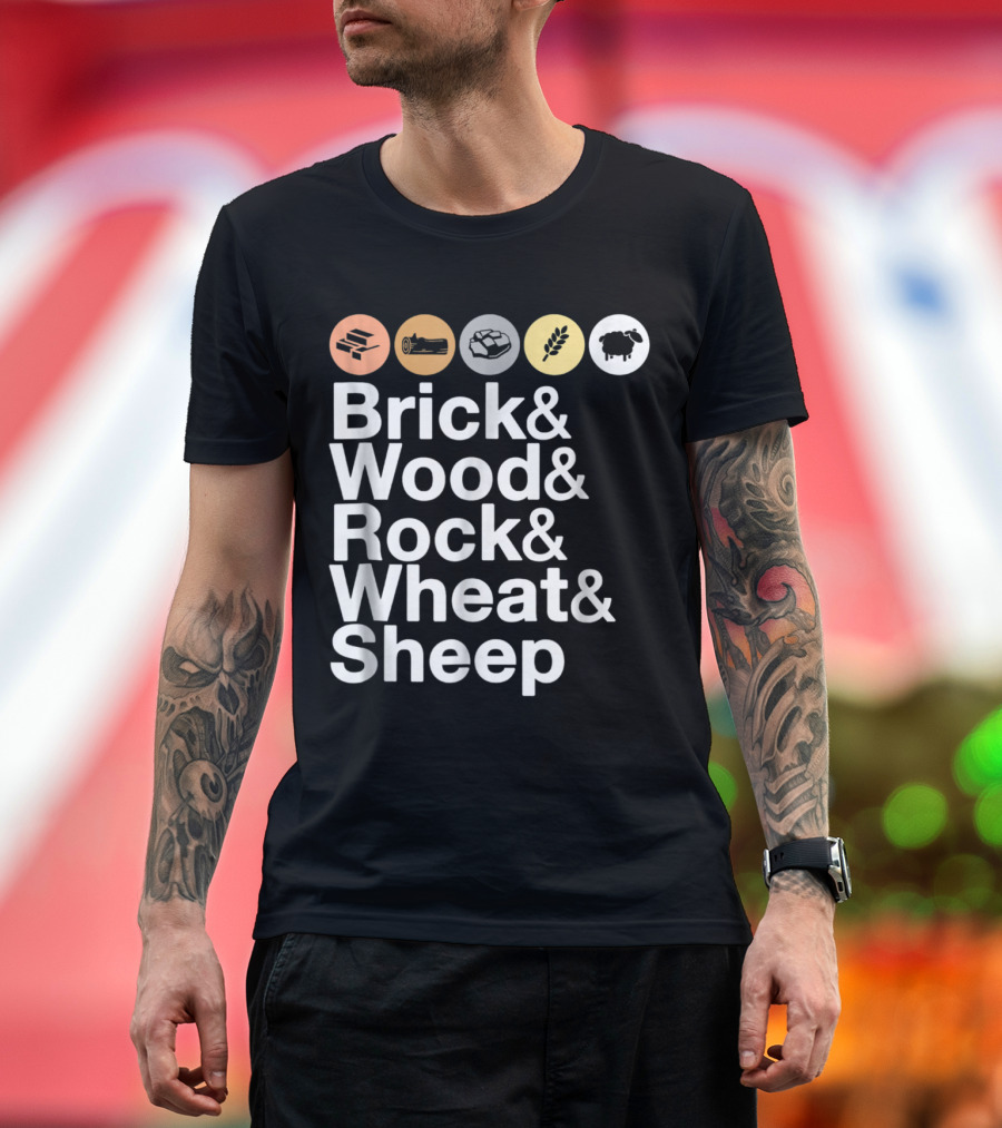 Brick Wood Rock Wheat Sheep Catan Resources Icons T-Shirt