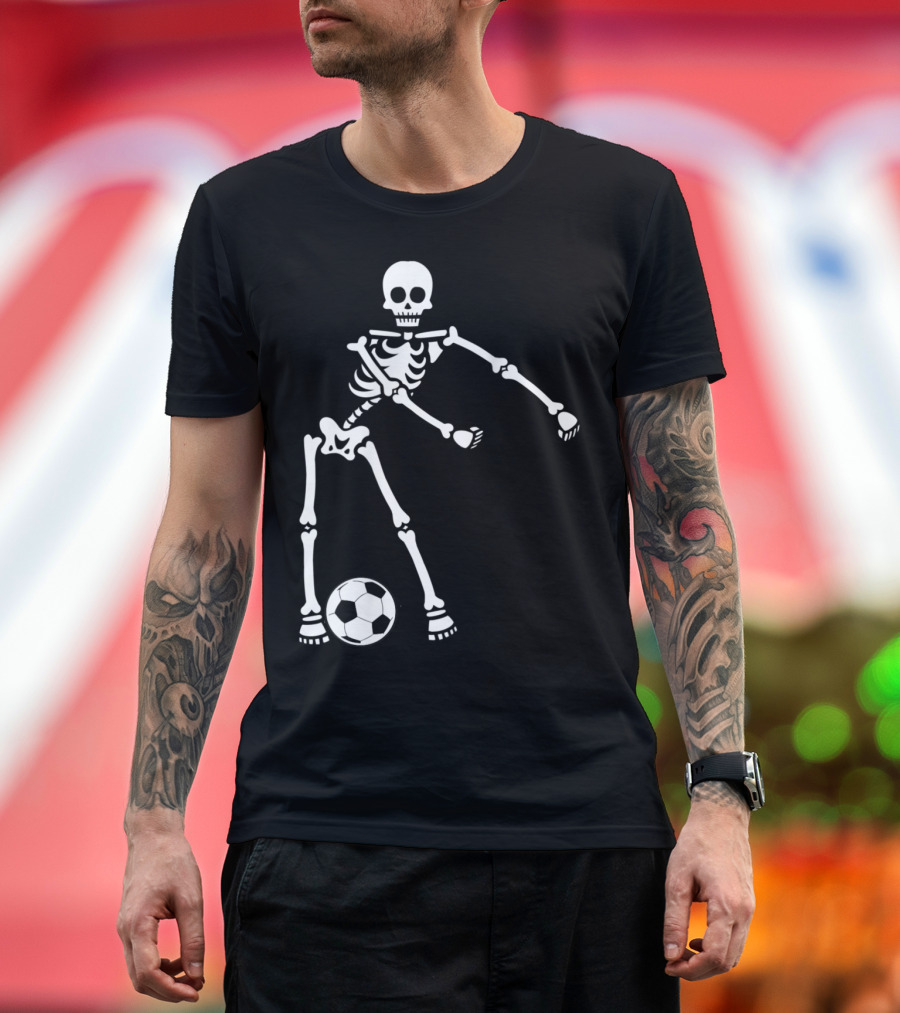 Flossing Skeleton Soccer Dance with Ball T-Shirt