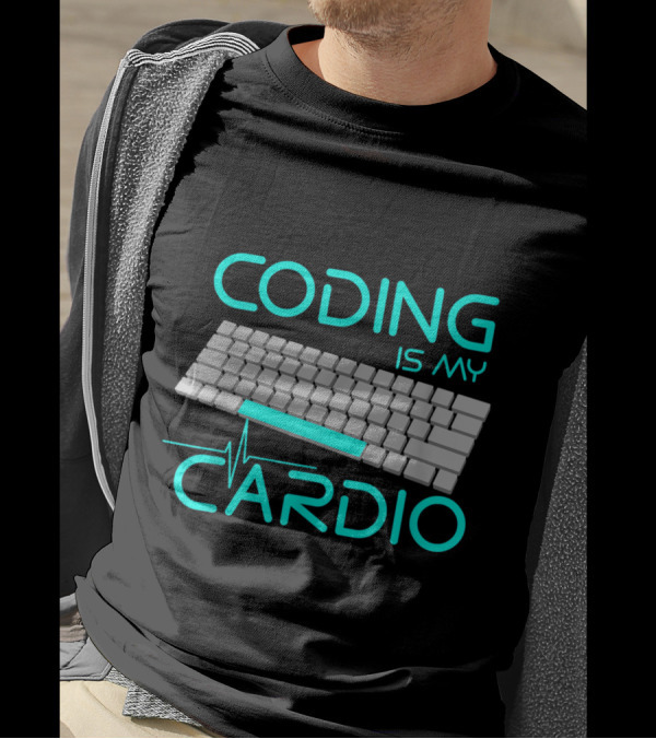 Funny Software Engineer Coding Is My Cardio Keyboard And Heartbeat T-Shirt