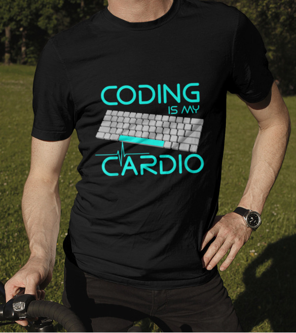 Funny Software Engineer Coding Is My Cardio Keyboard And Heartbeat T-Shirt