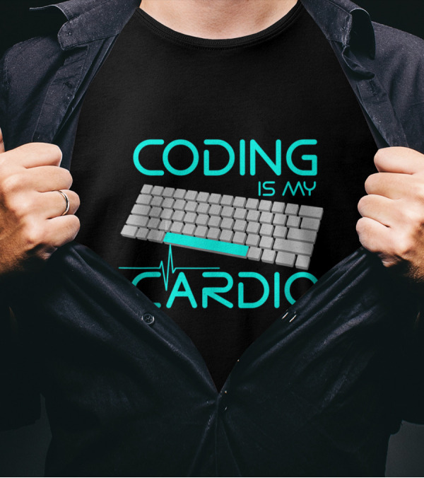 Funny Software Engineer Coding Is My Cardio Keyboard And Heartbeat T-Shirt
