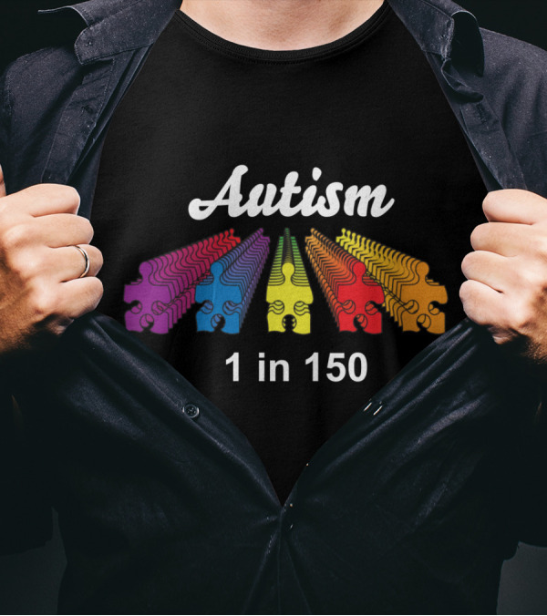 Autism 1 In 150 Puzzle Pieces Rows T-Shirt