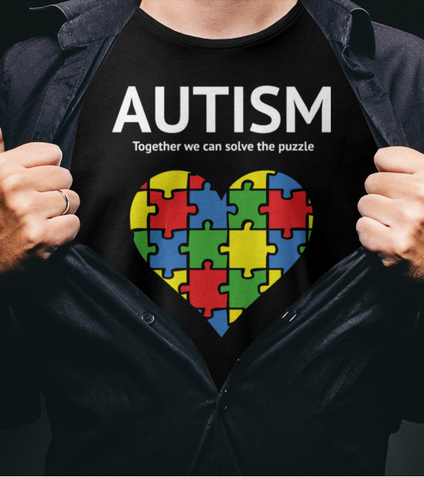 AUTISM Together We Can Solve The Puzzle Heart Puzzle Pieces T-Shirt