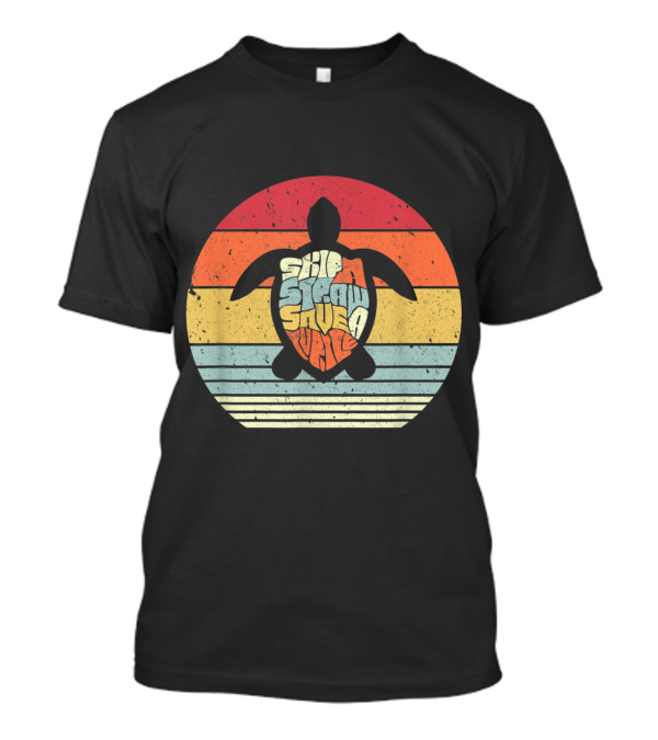 Skip A Straw Save A Turtle Vintage Sunset T-Shirt