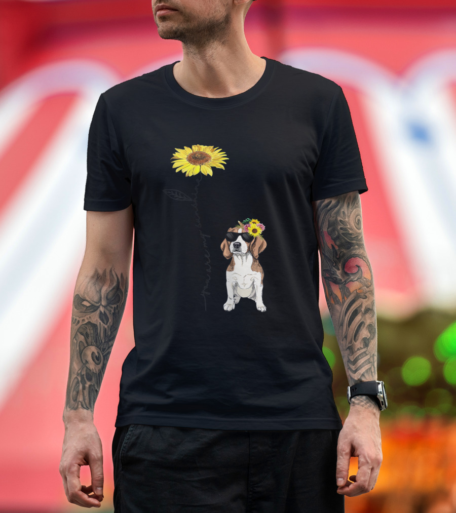 You Are My Sunshine Beagle Sunflower Dog with Sunglasses and Flower Crown T-Shirt