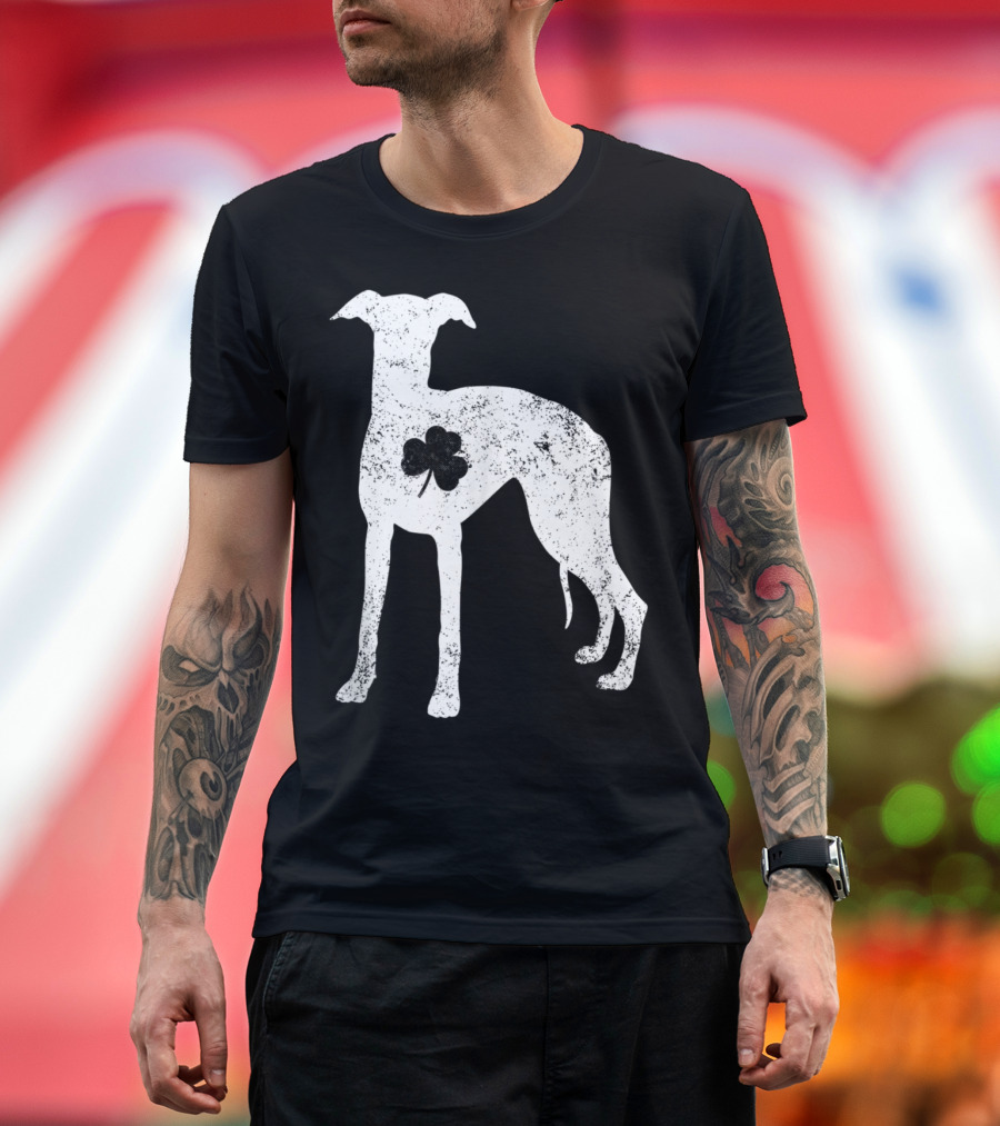 Whippet Irish Clover St Patrick Day Dog Vintage Shamrock T-Shirt