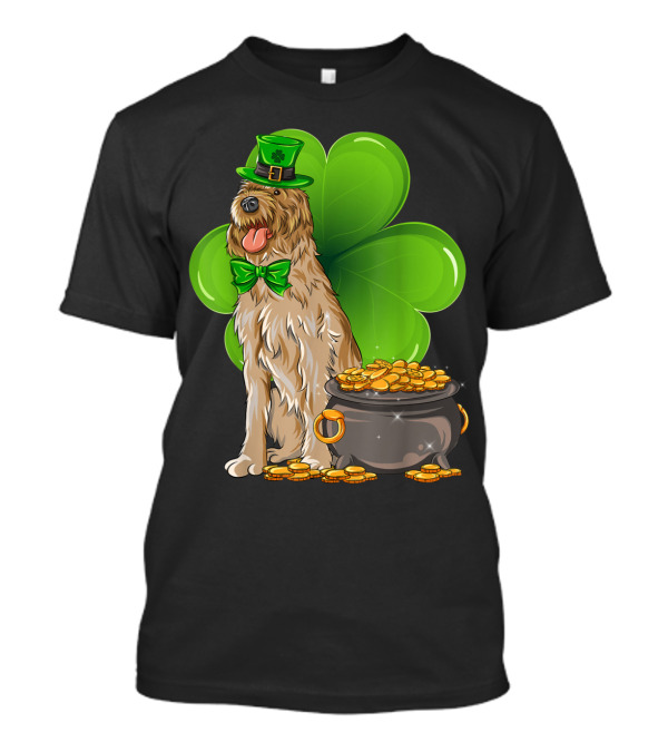 Wirehaired Pointing Griffon St Patricks Day Leprechaun Dog Shamrock Pot Of Gold T-Shirt