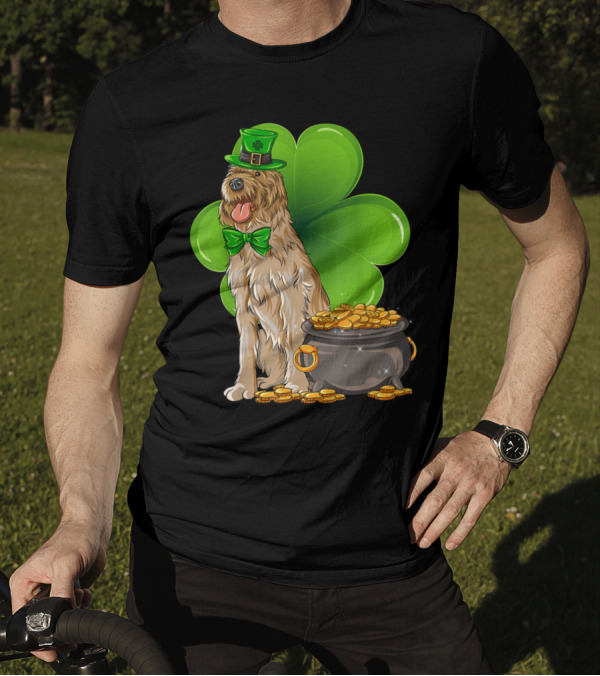 Wirehaired Pointing Griffon St Patricks Day Leprechaun Dog Shamrock Pot Of Gold T-Shirt
