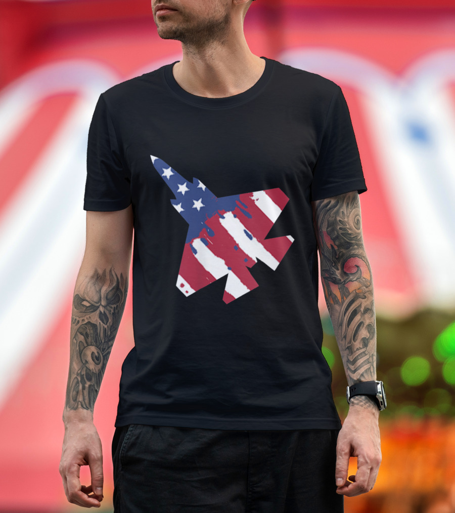 F 35 Lightning American Flag Jet Military Aircraft T-Shirt