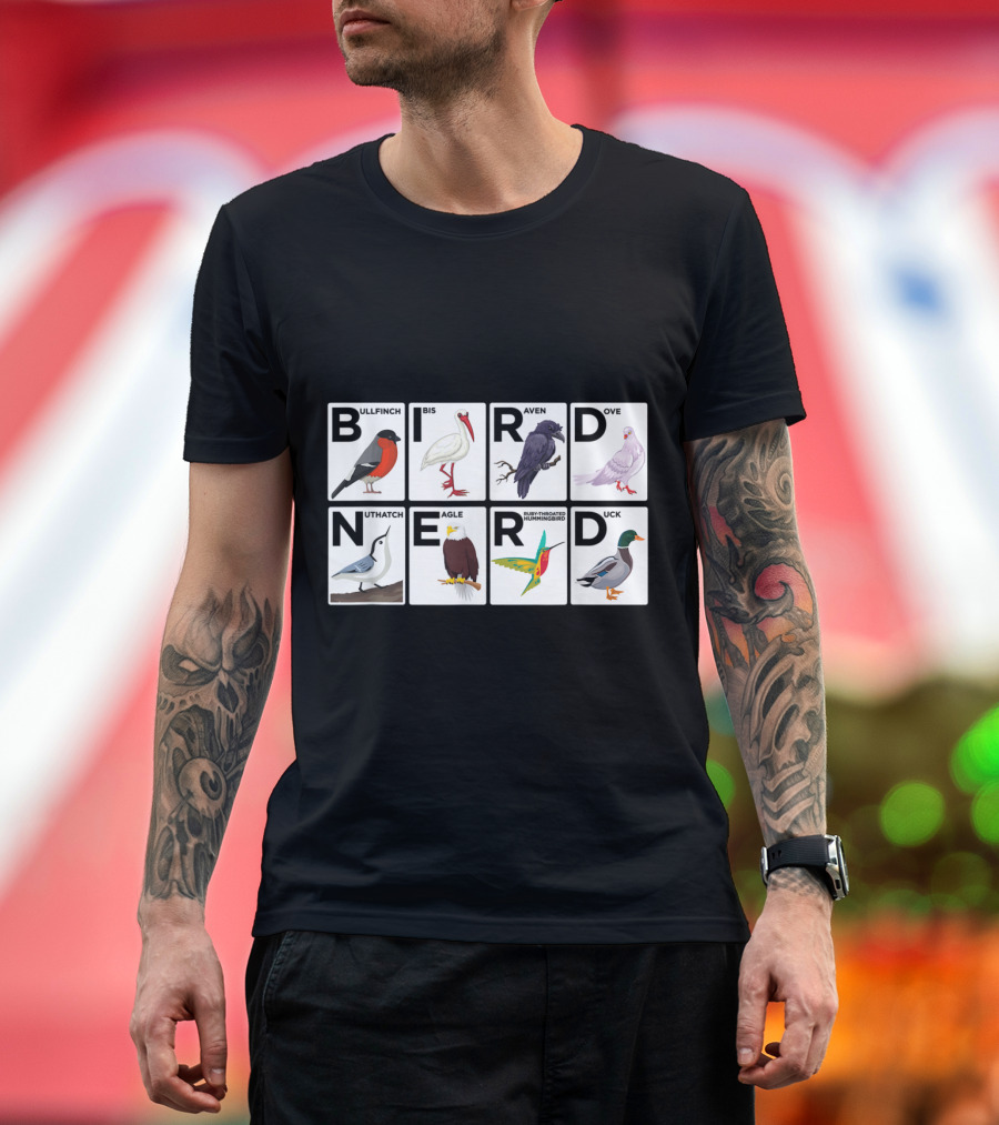 BULLFINCH IBIS RAVEN DOVE NUTHATCH EAGLE RUBY-THROATED HUMMINGBIRD DUCK BIRD NERD T-Shirt