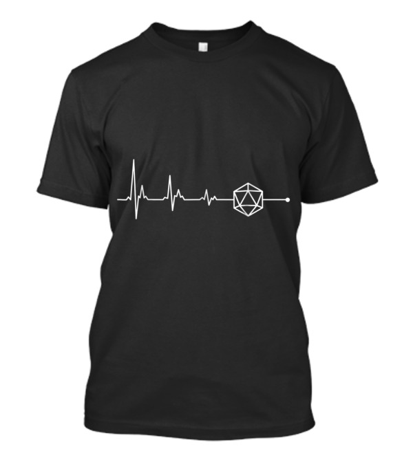 Heartbeat D20 Dice Minimalist Nerdy Dice Set Collector T-Shirt