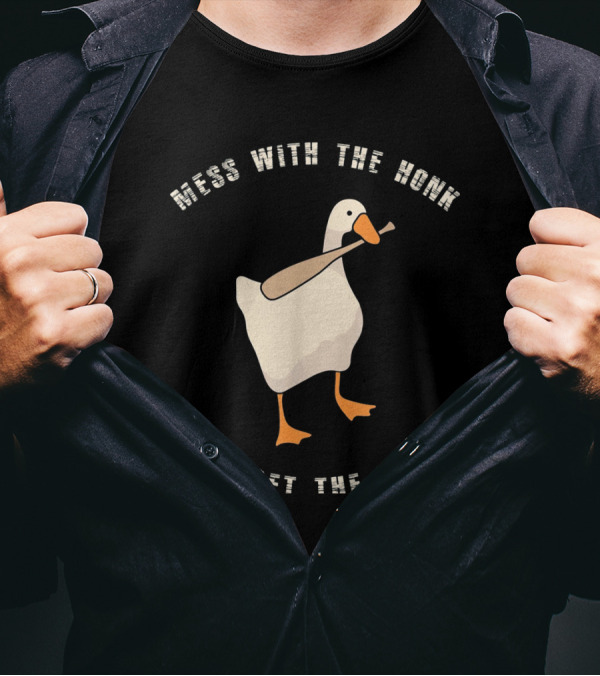 Mess With The Honk You Get The Bonk Goose Meme Bat Holding Goose T-Shirt