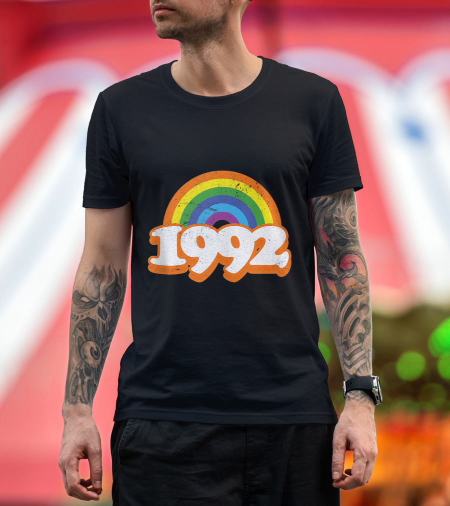 Vintage Rainbow 1992 Reunion College High School Class of 92 T-Shirt