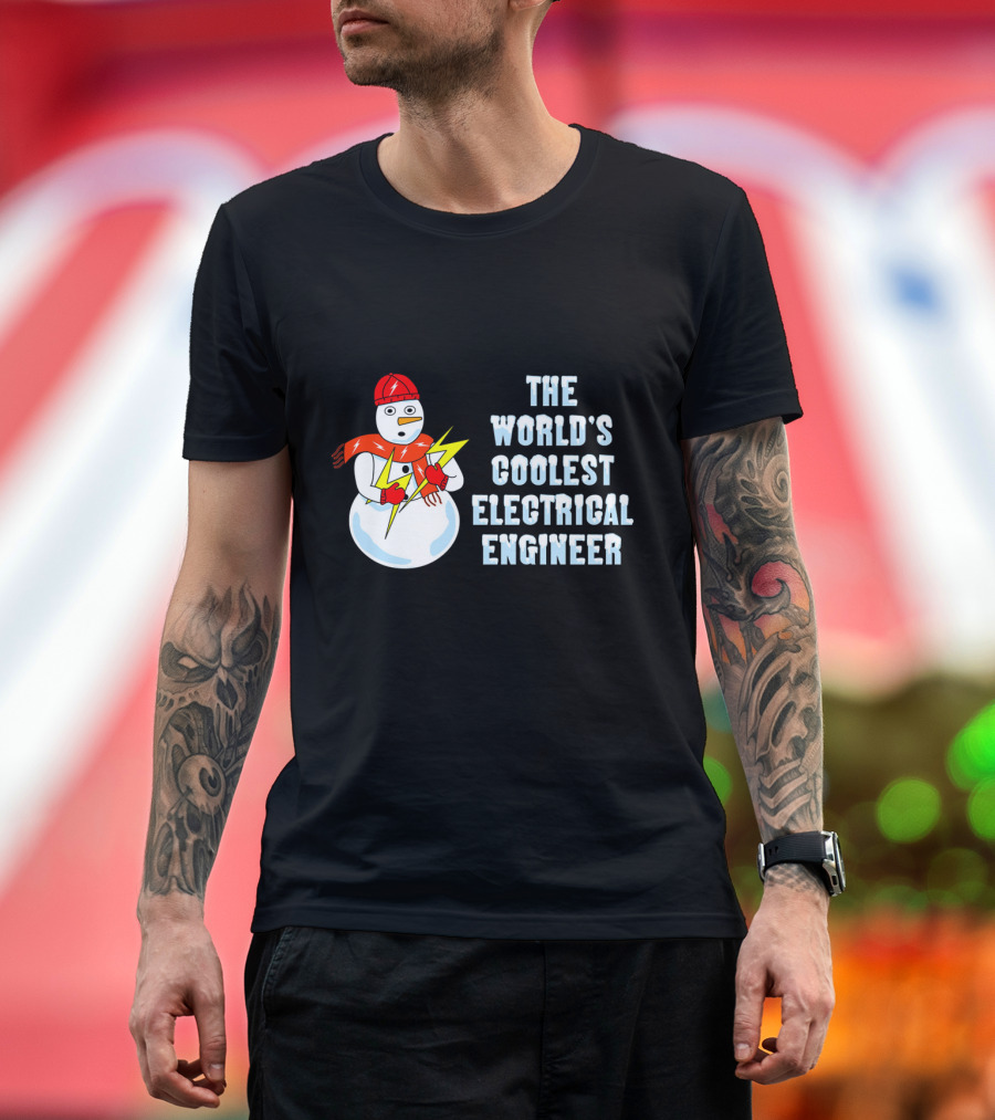 The World's Coolest Electrical Engineer Snowman with Lightning Bolts T-Shirt