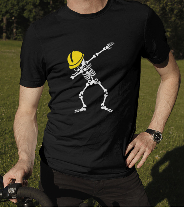 Dabbing Skeleton Construction Worker With Hard Hat T-Shirt