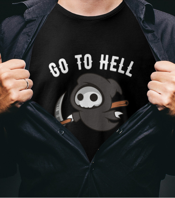 Go To Hell Cute Kawaii Grim Reaper Death Reaping T-Shirt