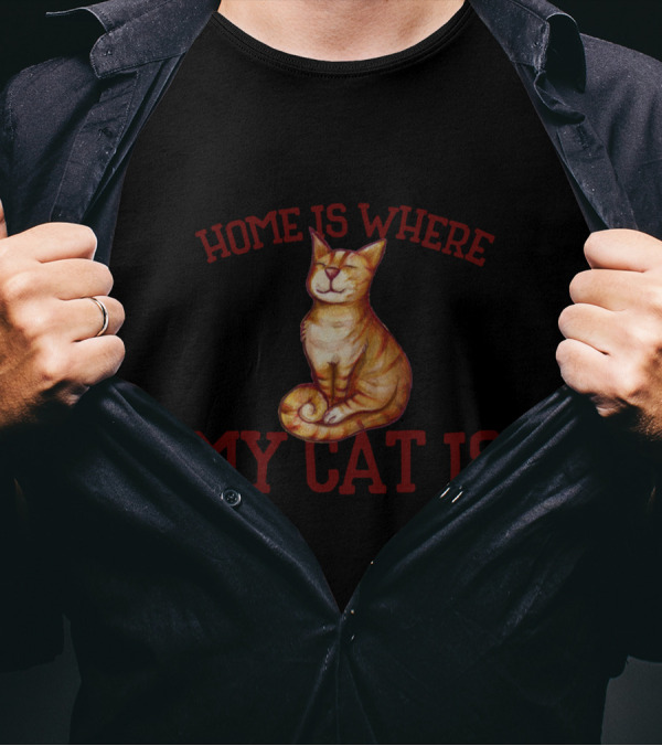 Home Is Where My Cat Is Fun Orange Tabby T-Shirt