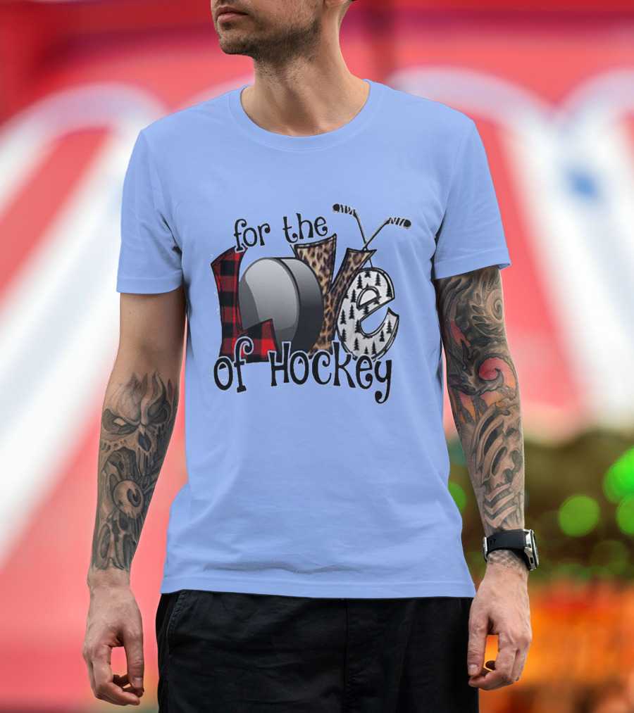 For The Love of Hockey Premium Text with Patterned Lettering T-Shirt