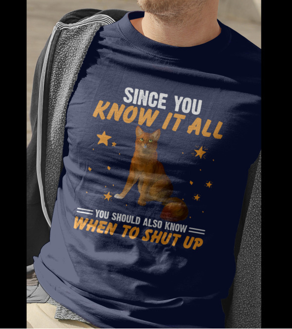 Since You Know It All Know When To Shut Up Cat With Star Accents T-Shirt