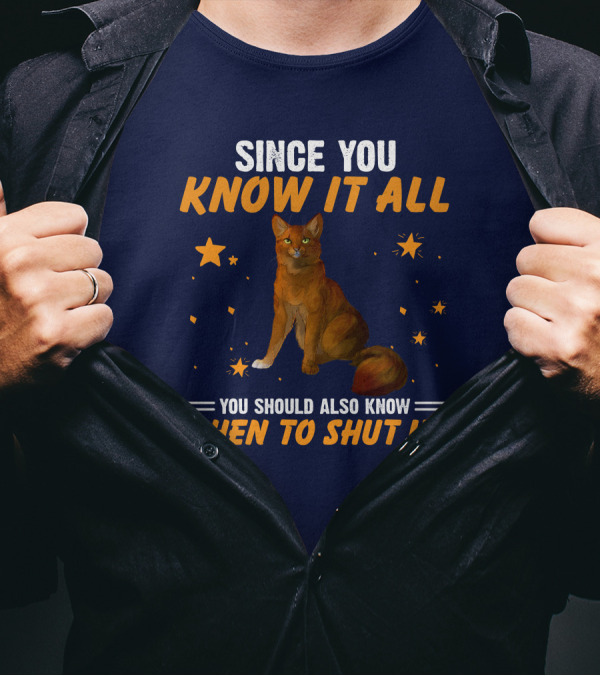 Since You Know It All Know When To Shut Up Cat With Star Accents T-Shirt